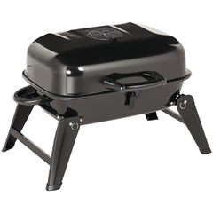 Outsunny 14" Portable Grill, Small Charcoal Grill for Outdoor Cooking, BBQ, Camping, Enamel Coated, Folding Legs, Black