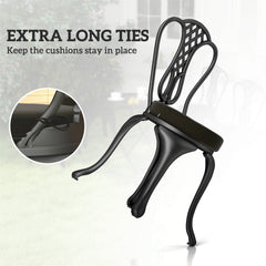 Outsunny Patio Chair Cushions Set of 4 Round Seat Cushions for Dining Bistro Chairs Machine Washable, 15" x 15" x 3", Black