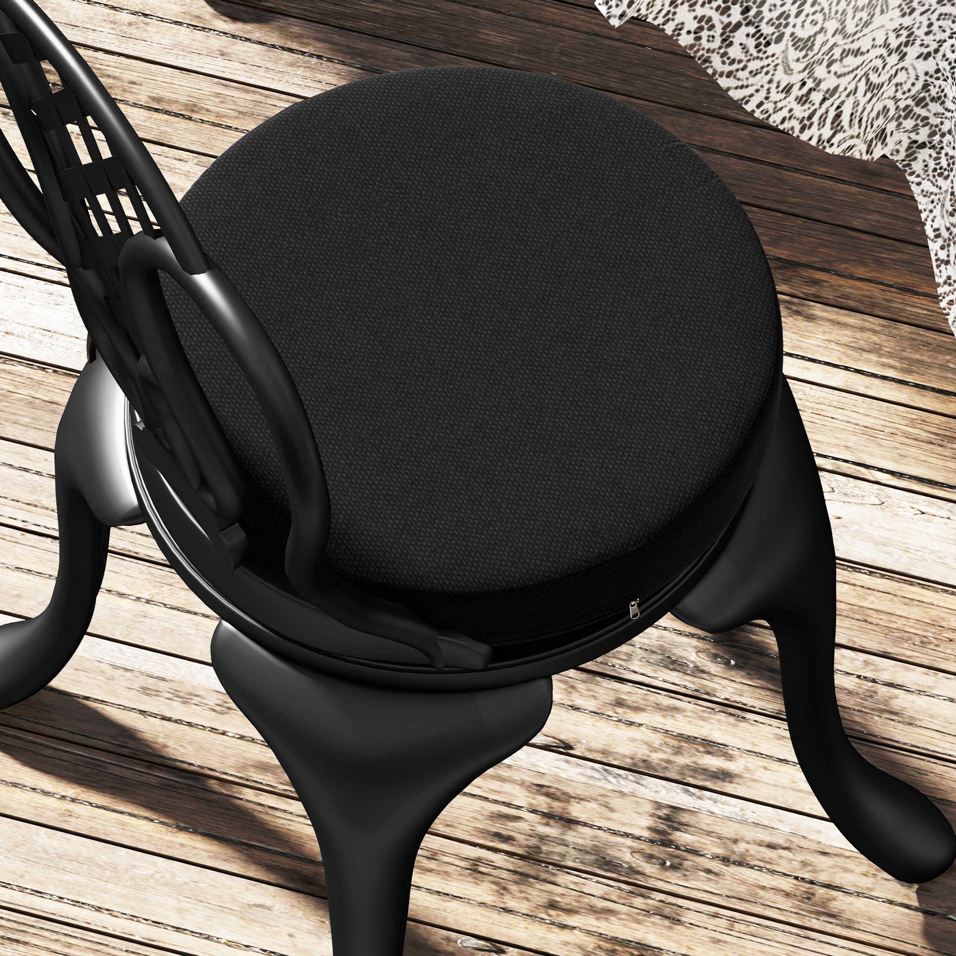 Outsunny Patio Chair Cushions Set of 4 Round Seat Cushions for Dining Bistro Chairs Machine Washable, 15" x 15" x 3", Black