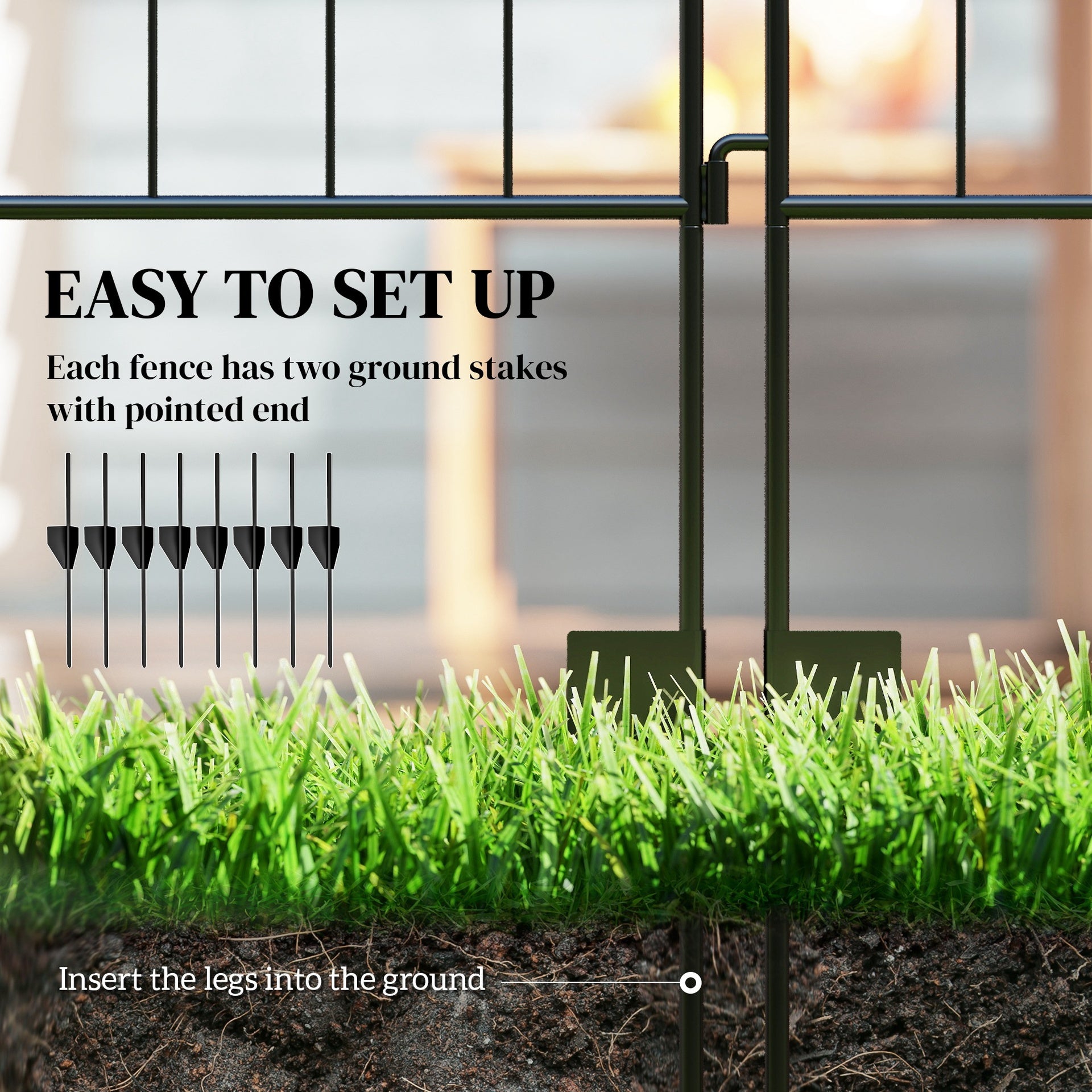 Outsunny Garden Fence, 4 Pack, 44 in(H) x 12 ft(L) Folding Garden Fence Border, No Dig Ground Stake Metal Fence Panels for Outdoor Patio Yard Landscape
