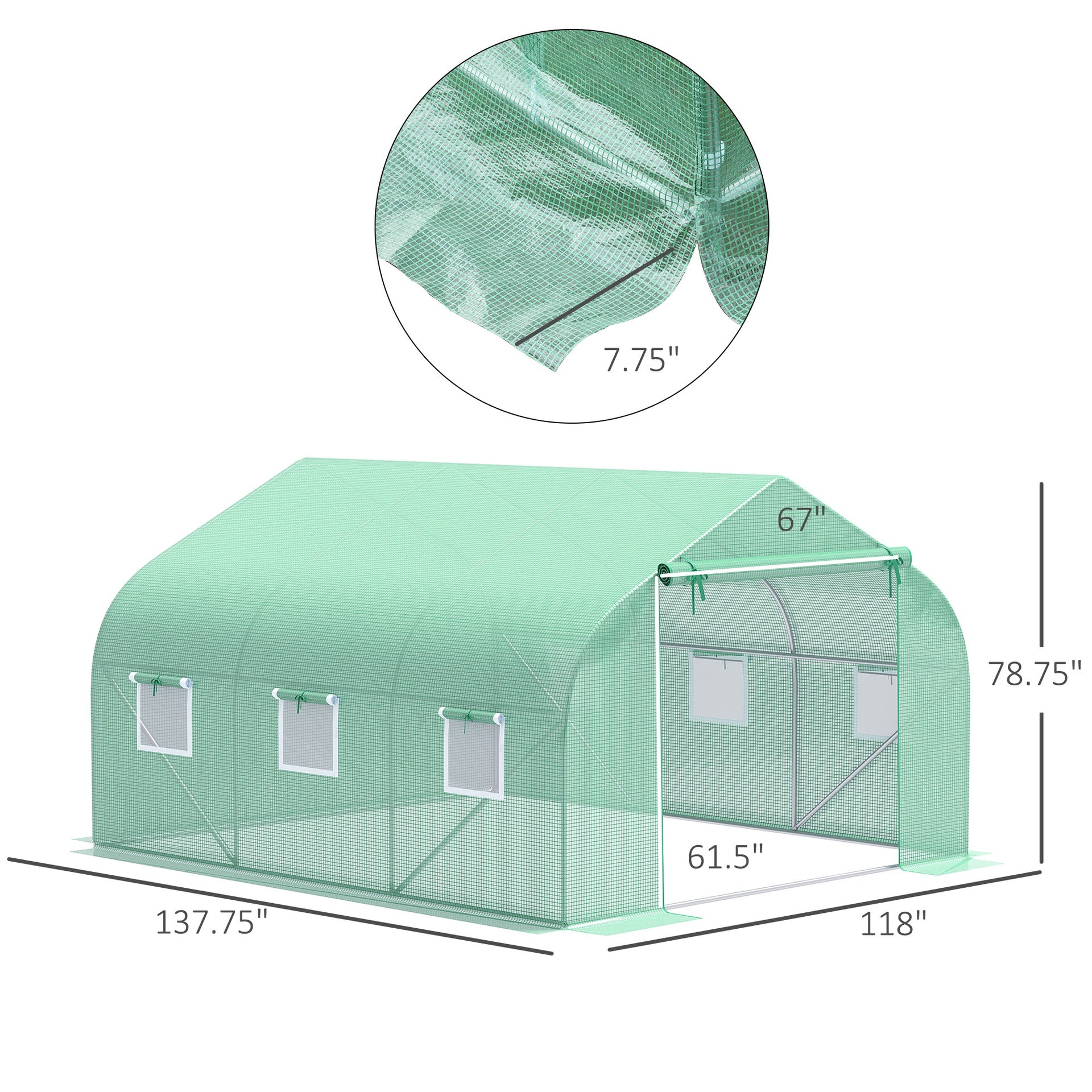 Outsunny Walk In Tunnel Greenhouse, Portable Outdoor Plant House with Roll Up Doors