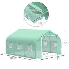 Outsunny Walk In Tunnel Greenhouse, Portable Outdoor Plant House with Roll Up Doors