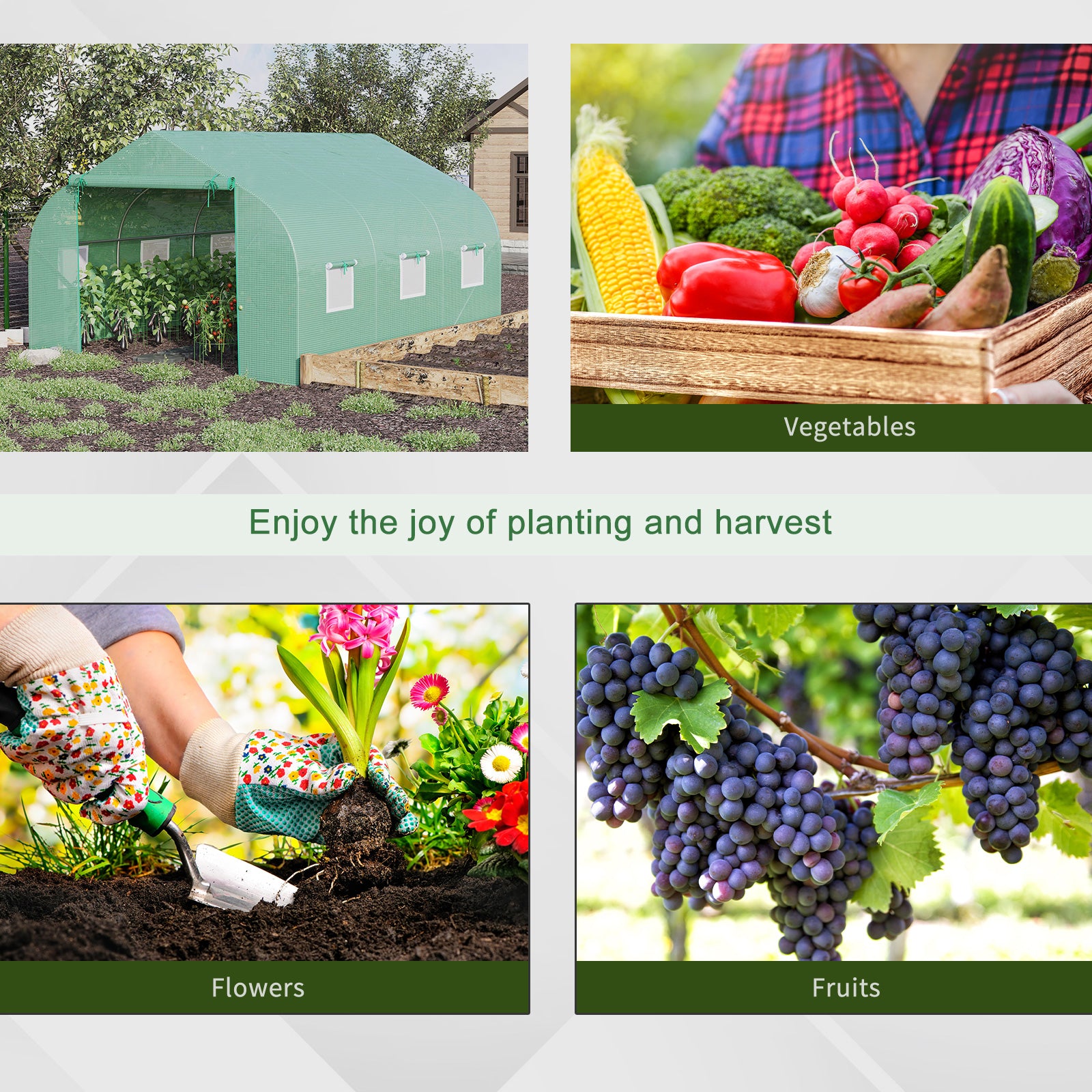 Outsunny Walk In Tunnel Greenhouse, Portable Outdoor Plant House with Roll Up Doors