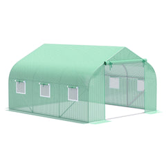 Outsunny Walk In Tunnel Greenhouse, Portable Outdoor Plant House with Roll Up Doors