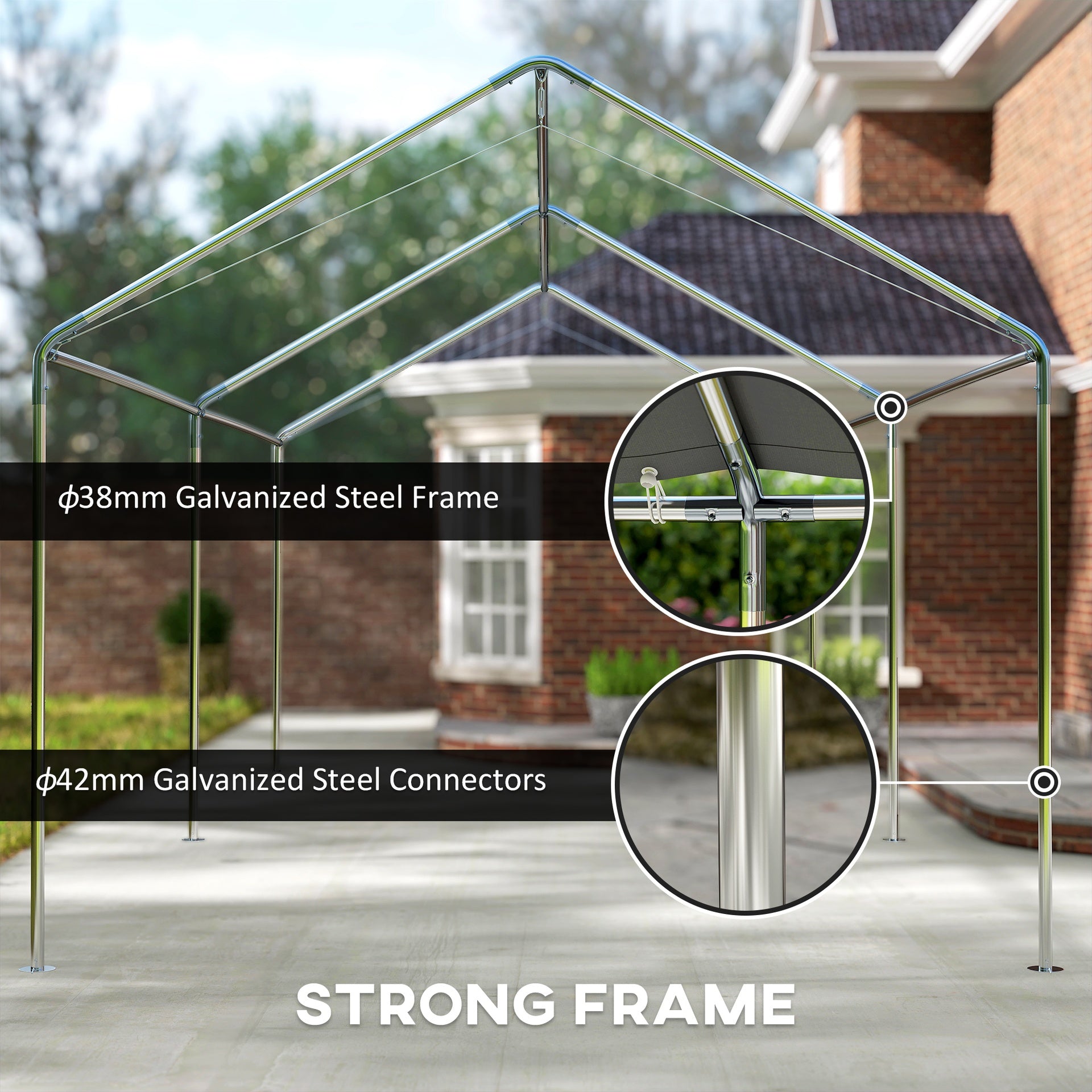 Outsunny 9.6' x 19.5' Carport Heavy Duty Galvanized Car Canopy w/ Included Anchor Kit, 3 Reinforced Steel Cables, White