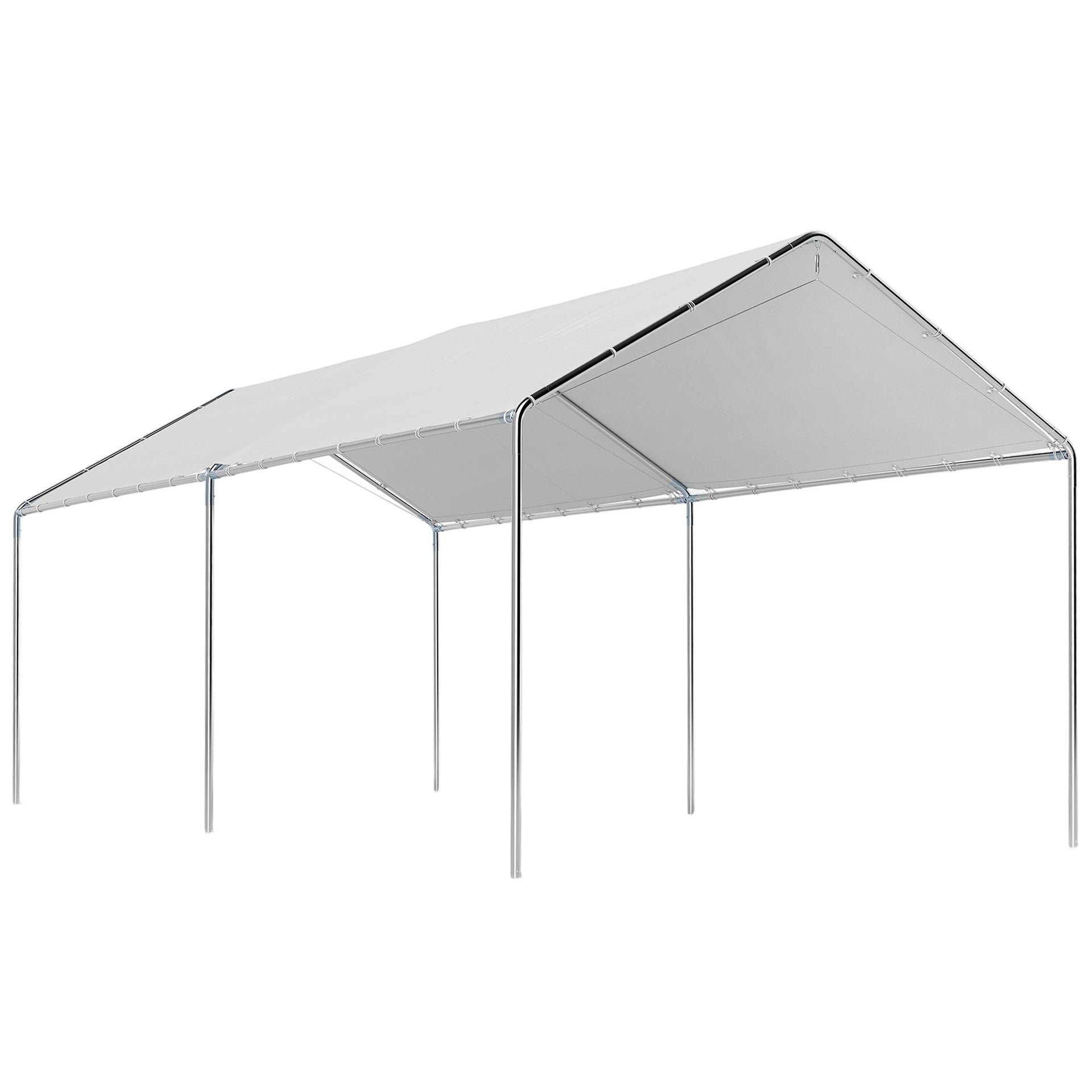 Outsunny 9.6' x 19.5' Carport Heavy Duty Galvanized Car Canopy w/ Included Anchor Kit, 3 Reinforced Steel Cables, White