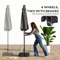 Outsunny Patio Umbrella Base with Wheels Outdoor Umbrella Stand Holder for 1.5"/1.9" Poles Black