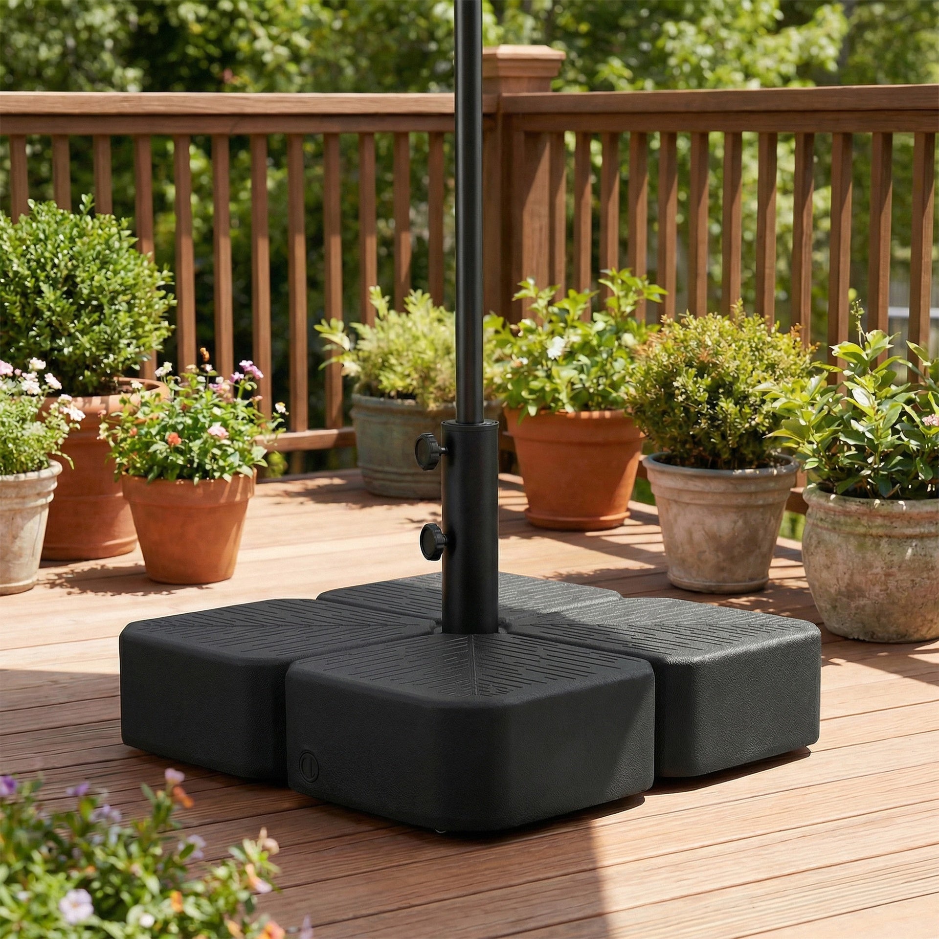 Outsunny Patio Umbrella Base with Wheels Outdoor Umbrella Stand Holder for 1.5"/1.9" Poles Black