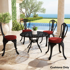 Outsunny Patio Chair Cushions Set of 4 Round Seat Cushions for Dining Bistro Chairs Machine Washable, 15" x 15" x 3", Wine Red
