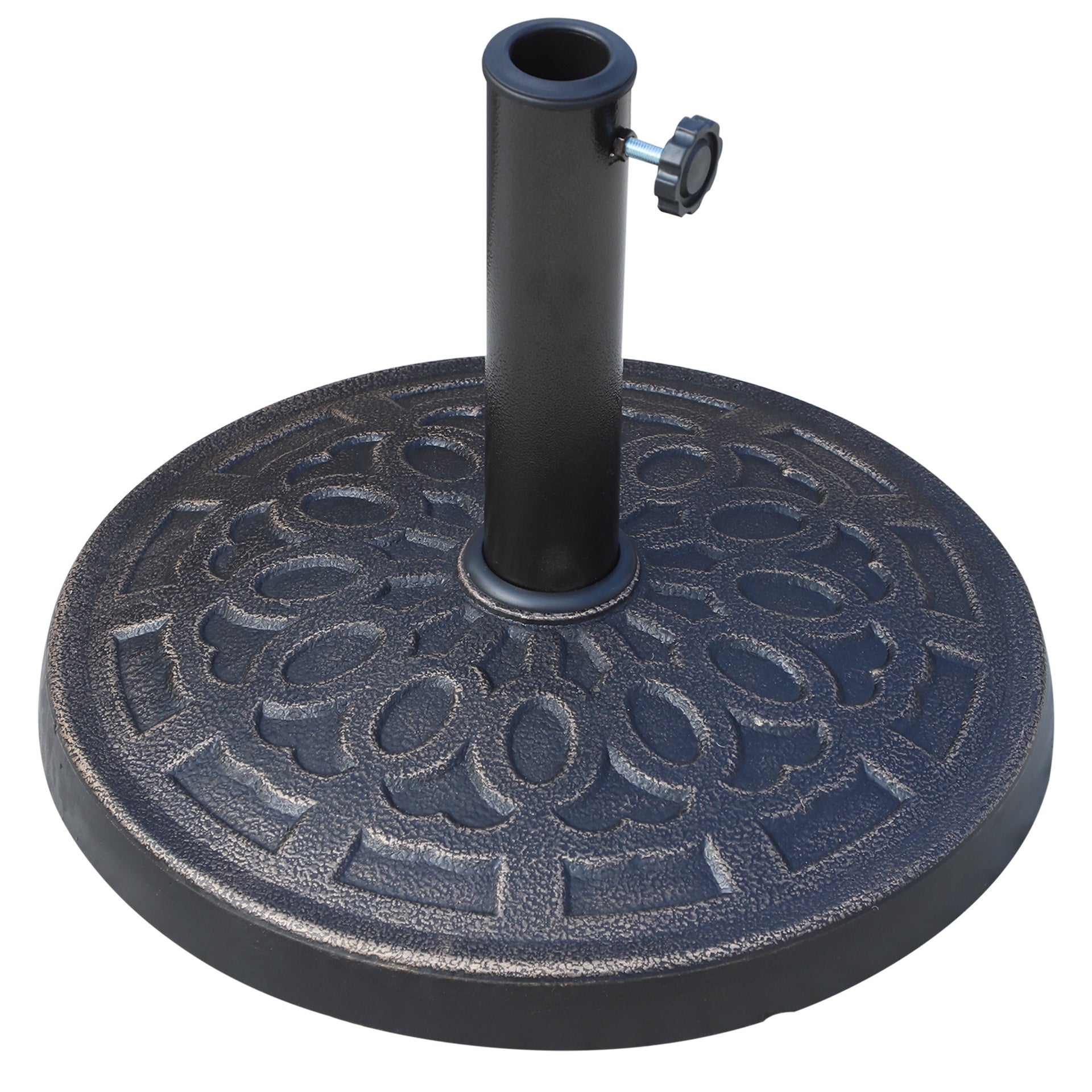 Outsunny 26lbs Heavy Duty Umbrella Base, 17" Umbrella Stand Outdoor Base with Decorative Pattern, for Patio, Outdoor, Swimming Pool, Bronze