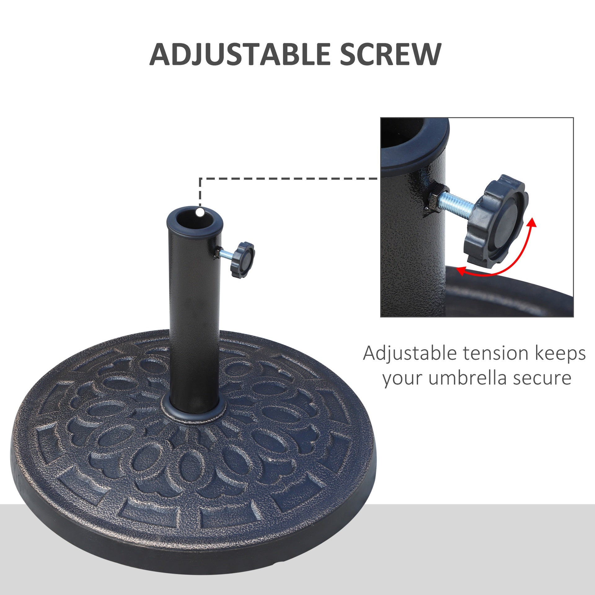 Outsunny 26lbs Heavy Duty Umbrella Base, 17" Umbrella Stand Outdoor Base with Decorative Pattern, for Patio, Outdoor, Swimming Pool, Bronze