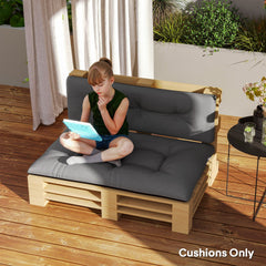 Outsunny 2 Seater Pallet Cushions Outdoor 3.9" Thick Replacement Cushions - Tufted Design for Garden, Patio, Black