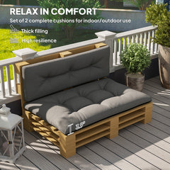 Outsunny 2 Seater Pallet Cushions Outdoor 3.9" Thick Replacement Cushions - Tufted Design for Garden, Patio, Black
