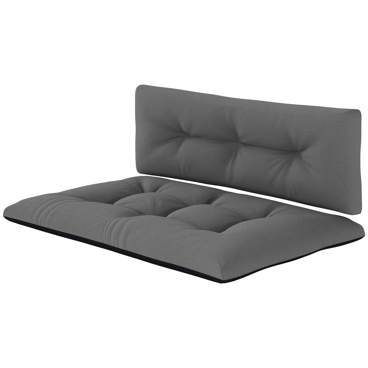 Outsunny 2 Seater Pallet Cushions Outdoor 3.9" Thick Replacement Cushions - Tufted Design for Garden, Patio, Black