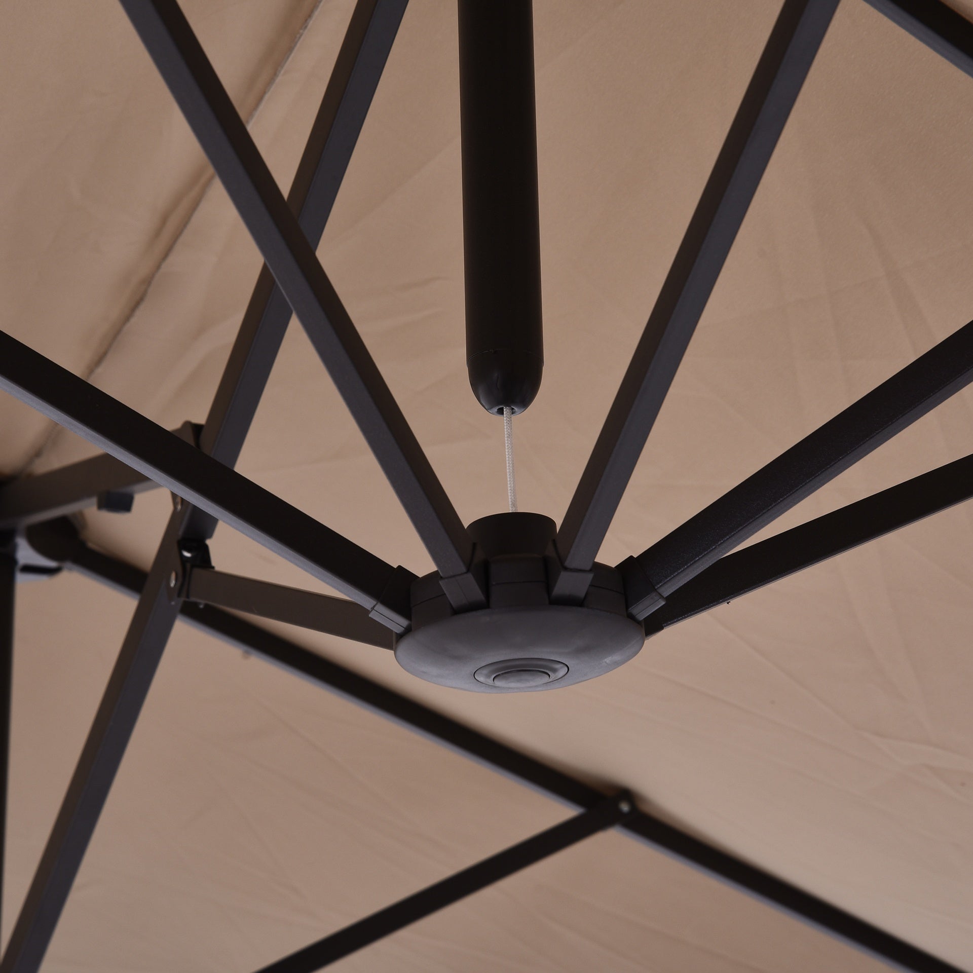 Outsunny Patio Umbrella 15ft Double-Sided Outdoor Market Extra Large Umbrella with Crank Handle for Deck, Lawn, Backyard and Pool, Tan