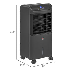 HOMCOM 3-In-1 Ice Cooling Fan, Mobile Evaporative Air Cooler with Remote, Timer, Oscillating for Home Office, Bedroom, Black