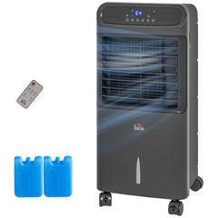 HOMCOM 3-In-1 Ice Cooling Fan, Mobile Evaporative Air Cooler with Remote, Timer, Oscillating for Home Office, Bedroom, Black