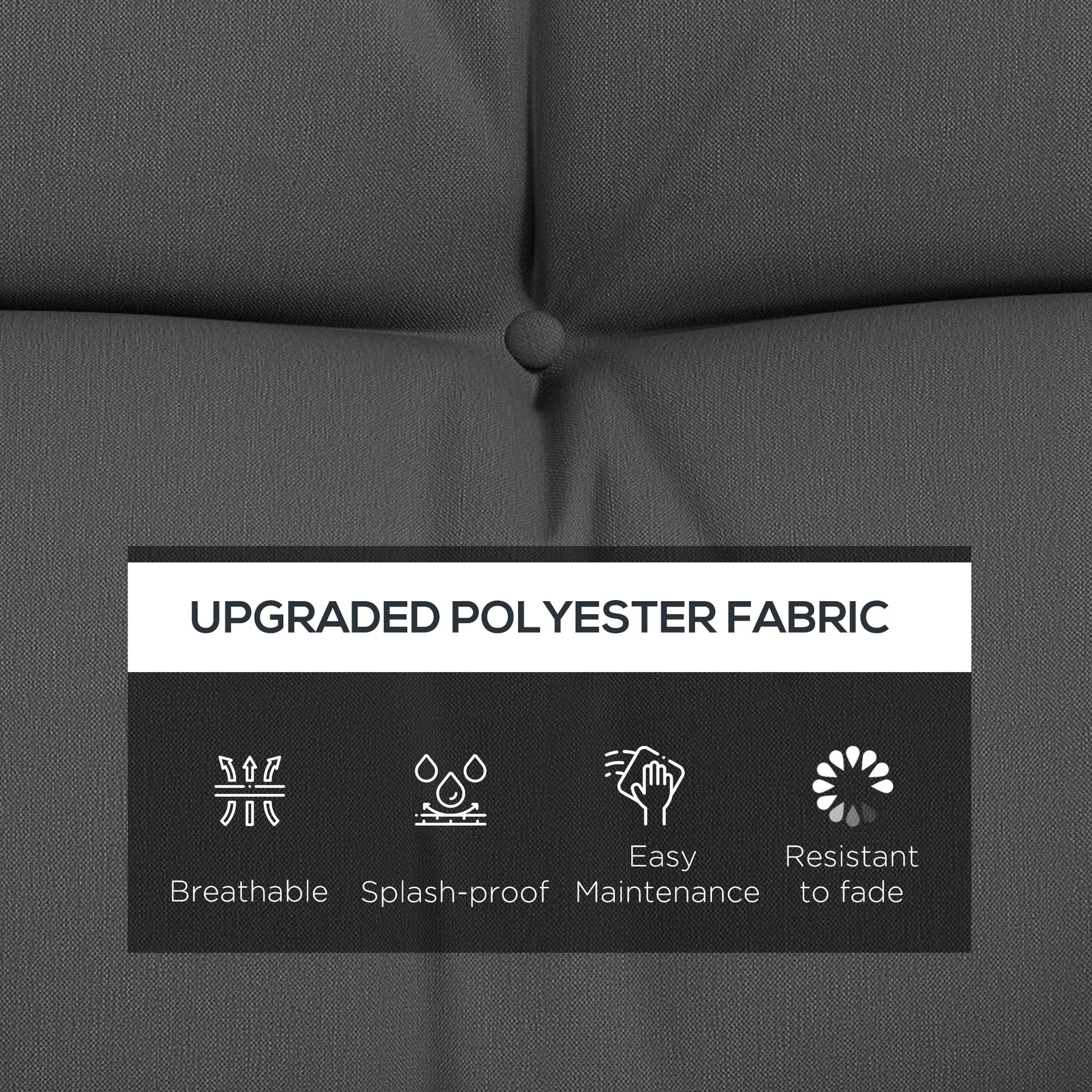Outsunny 59" Tufted Bench Cushions & Throw Pillows, Replacement Bench Seat Pad, Back & 2 Pillows for Outdoor Furniture, Charcoal