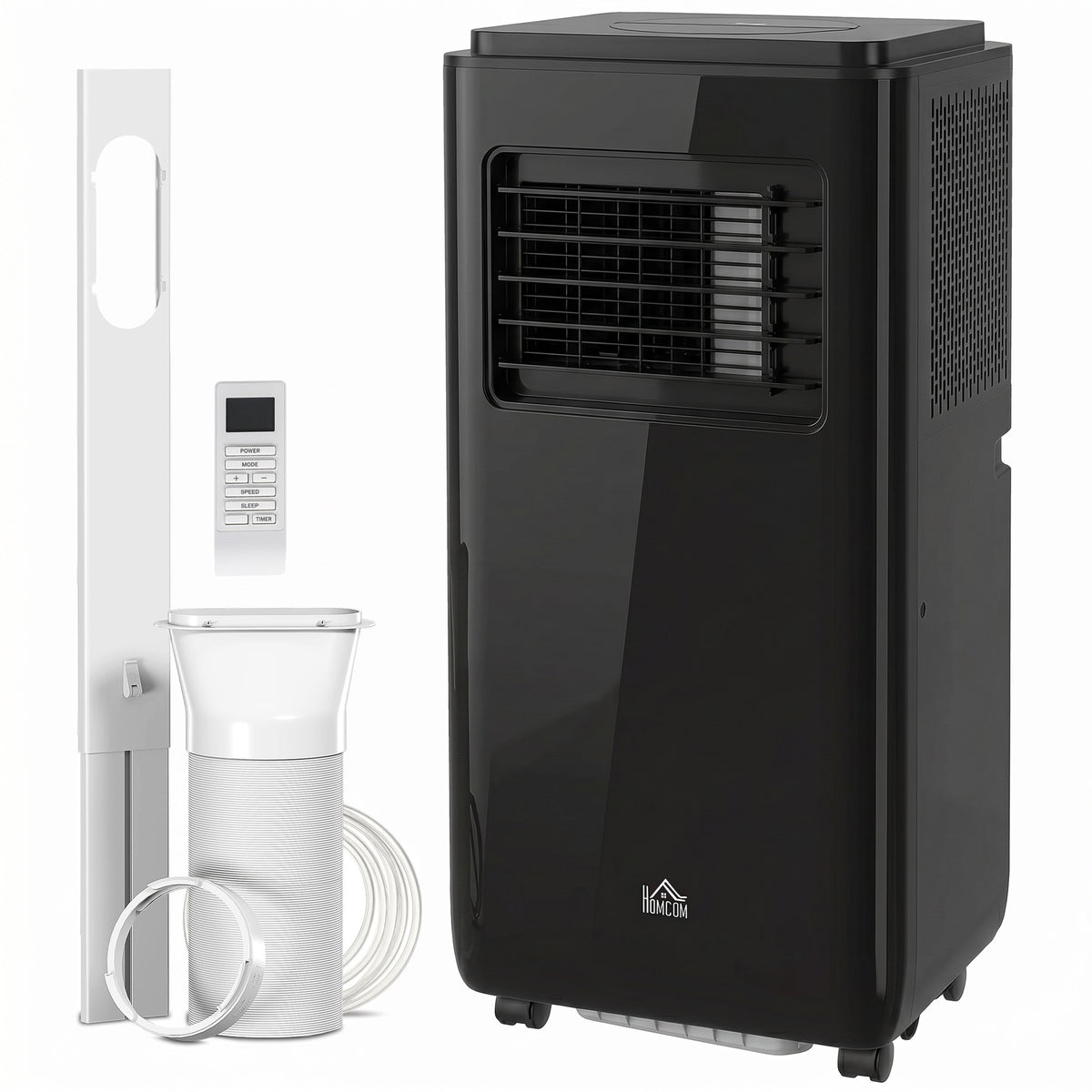 HOMCOM 10,000 BTU Moible Air Conditioner 440 Sq. Ft., Dehumidifier Fan Auto Sleep with 24H Timer On/Off, Window Kit, Black