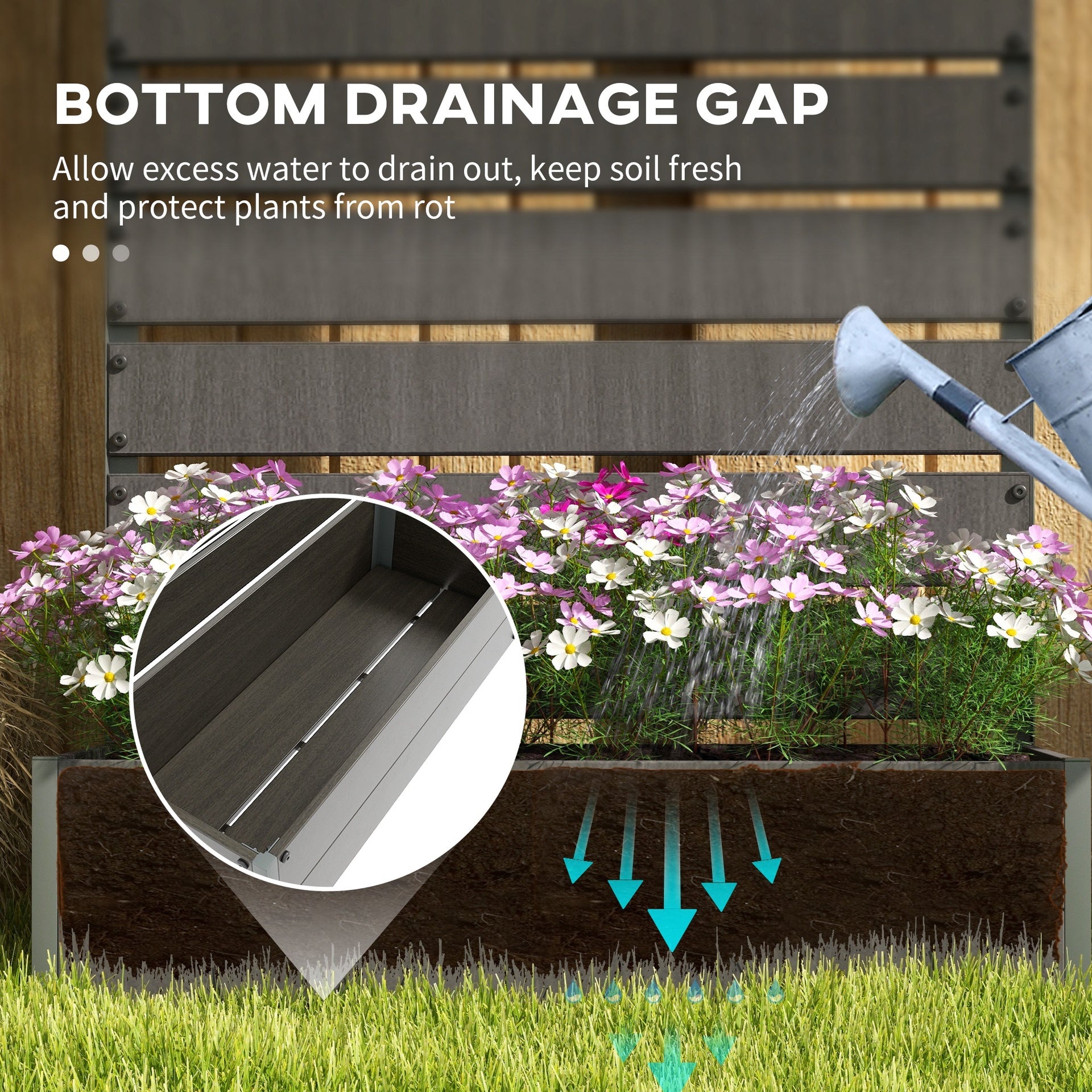 Outsunny Trellis Planter for Climbing Plants, Raised Garden Bed with Trellis, Planter Box for Outdoor Garden, Dark Gray
