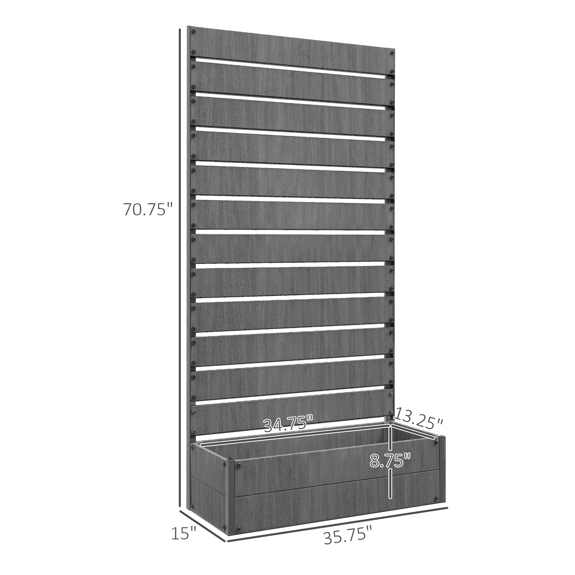 Outsunny Trellis Planter for Climbing Plants, Raised Garden Bed with Trellis, Planter Box for Outdoor Garden, Dark Gray