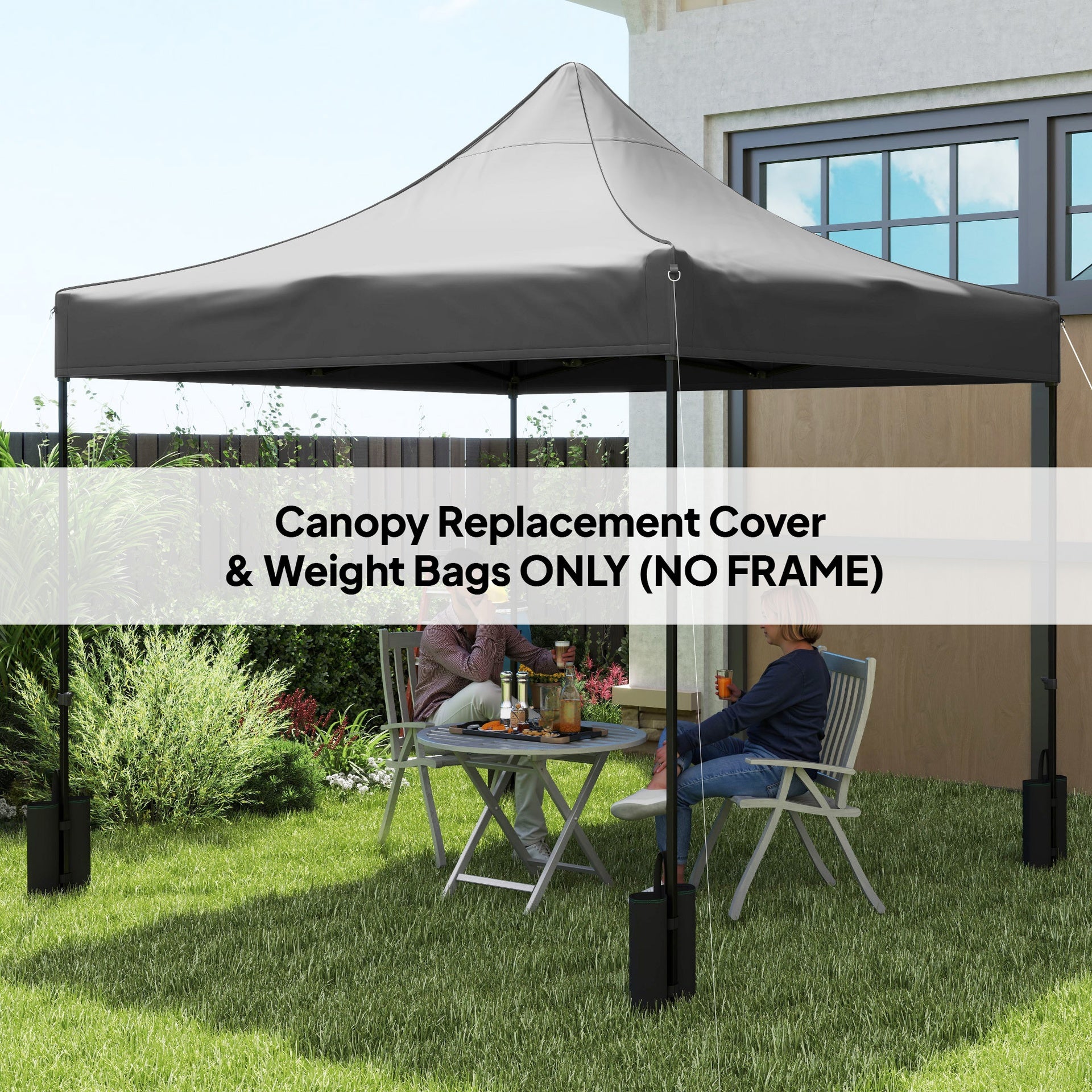 Outsunny 10' x 10' Replacement Canopy Top for Pop Up Canopy Tent with 4 Sand Bags, UPF50+ Protection, Dark Gray