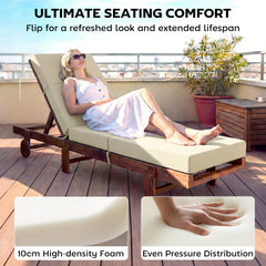 Outsunny Set of 2 Chaise Lounge Cushion, 4" Thick Outdoor Lounge Chair Cushions with Ties for Patio, 21" x 72", Cream White