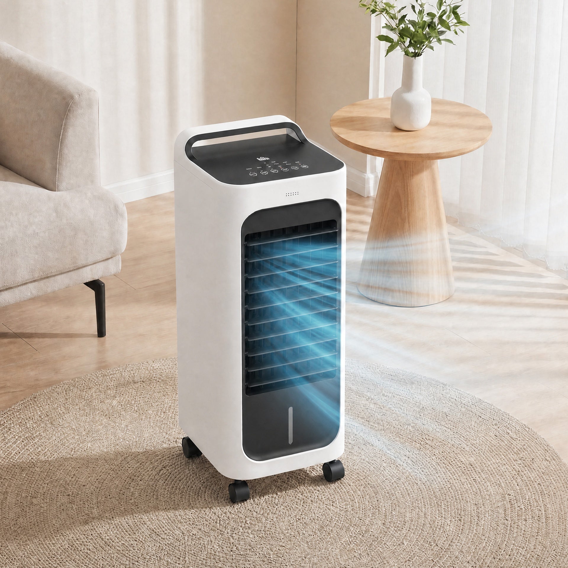 HOMCOM Room Air Cooler with Ice Packs, Ice Cooling Fan Water Humidifier Unit with Remote, Timer, Oscillating