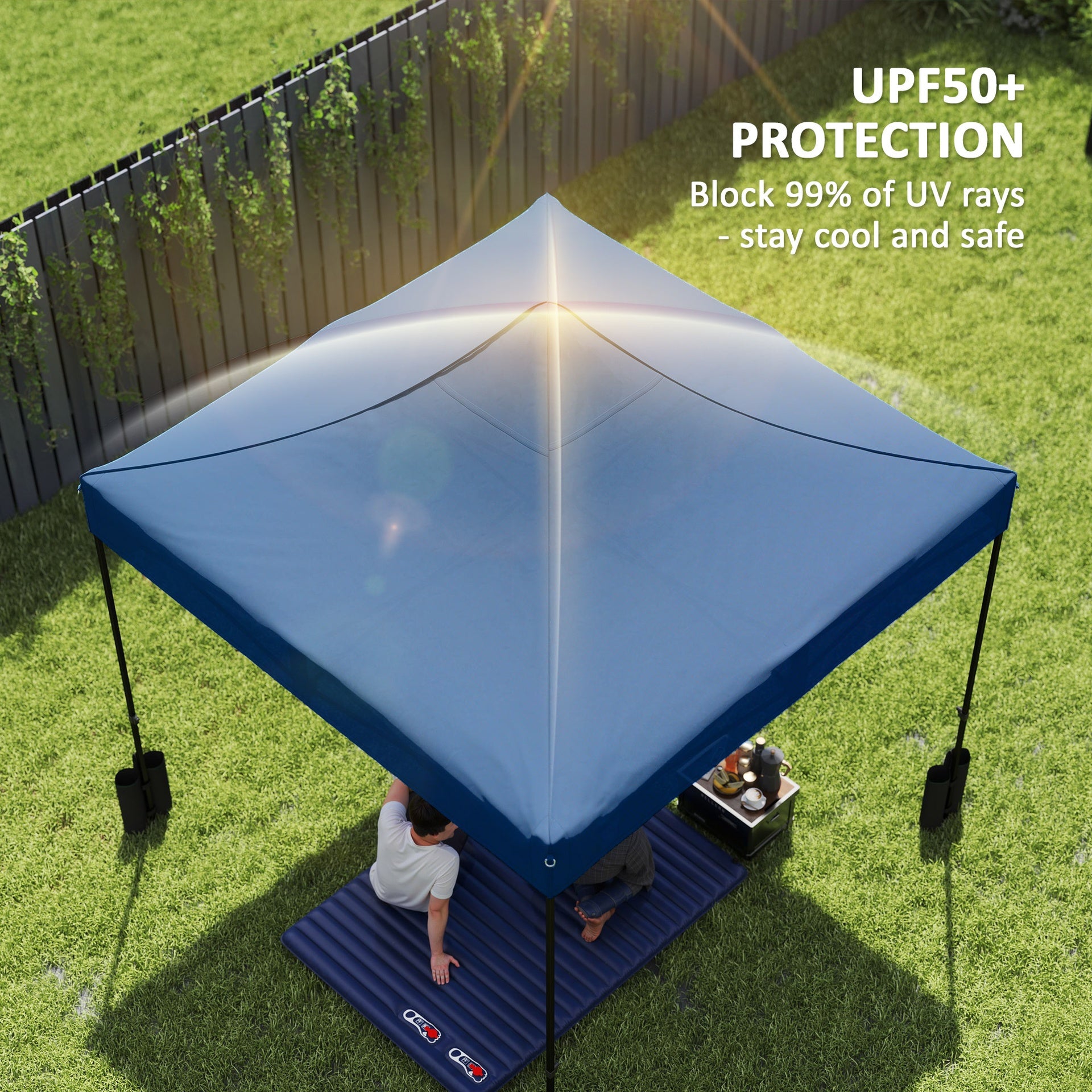 Outsunny 10' x 10' Replacement Canopy Top for Pop Up Canopy Tent with 4 Sand Bags, UPF50+ Protection, Navy Blue