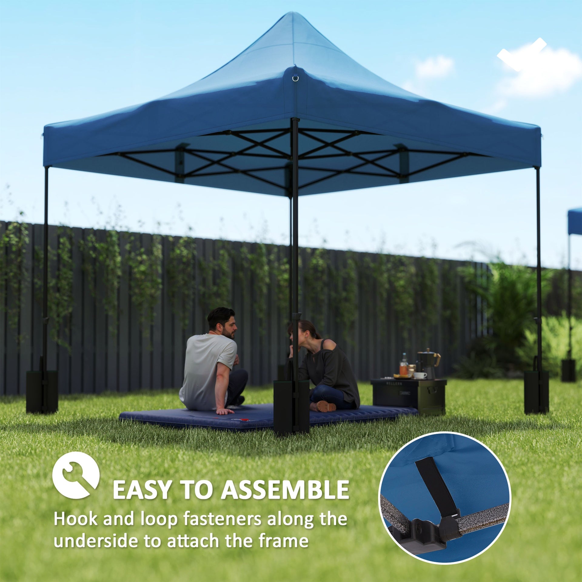Outsunny 10' x 10' Replacement Canopy Top for Pop Up Canopy Tent with 4 Sand Bags, UPF50+ Protection, Navy Blue