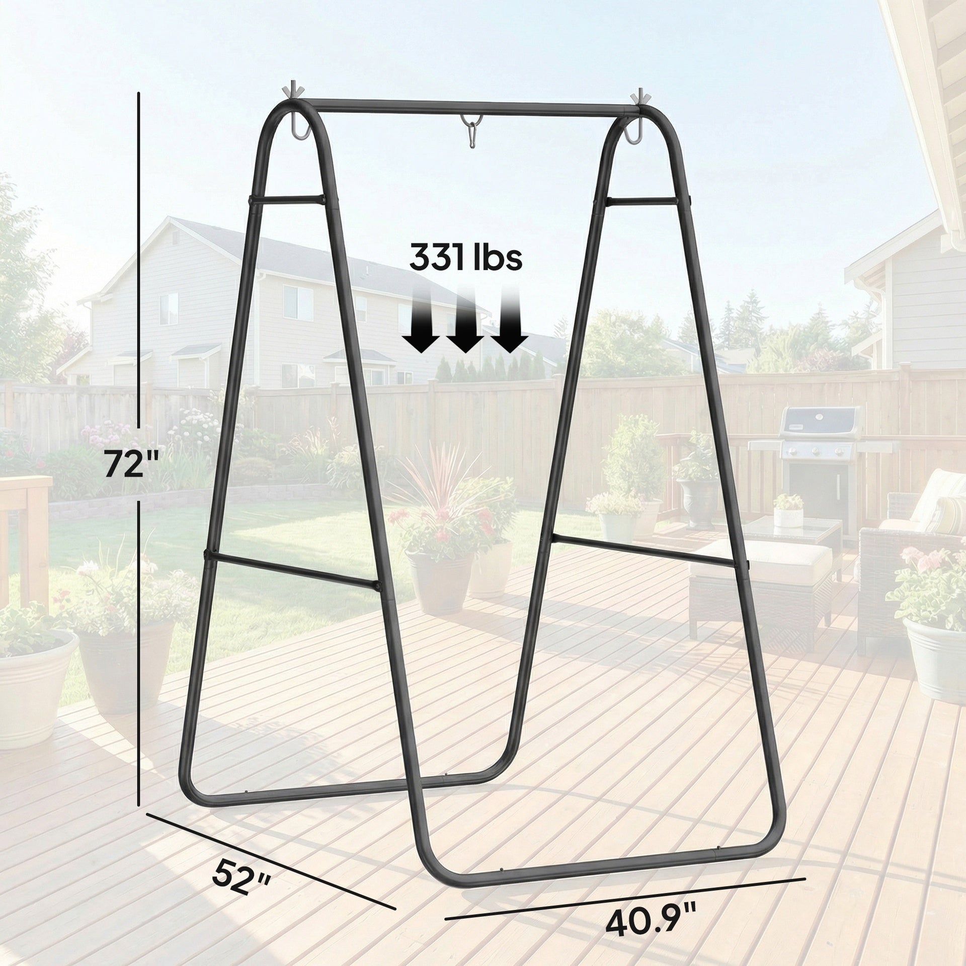 Outsunny Hammock Chair Stand Only Heavy Duty Solid Steel A-Frame for Hanging Hammock, Egg Chair, Max Load 330 LBS, Black