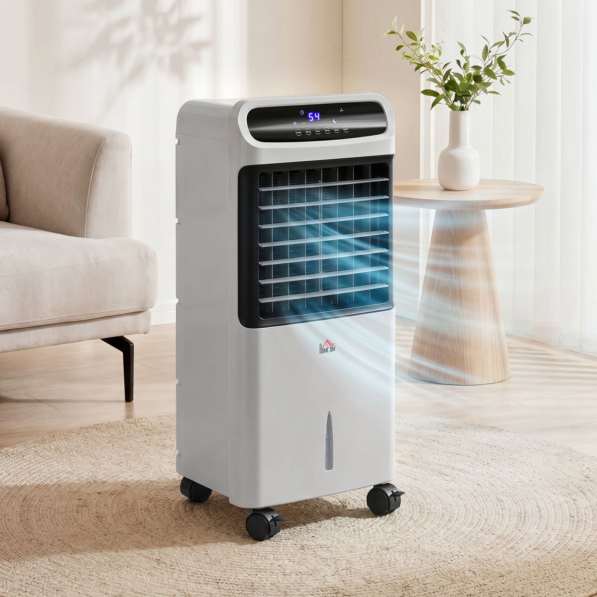 HOMCOM 3-In-1 Ice Cooling Fan, Mobile Evaporative Air Cooler with Remote, Timer, Oscillating for Home Office, Bedroom, Gray