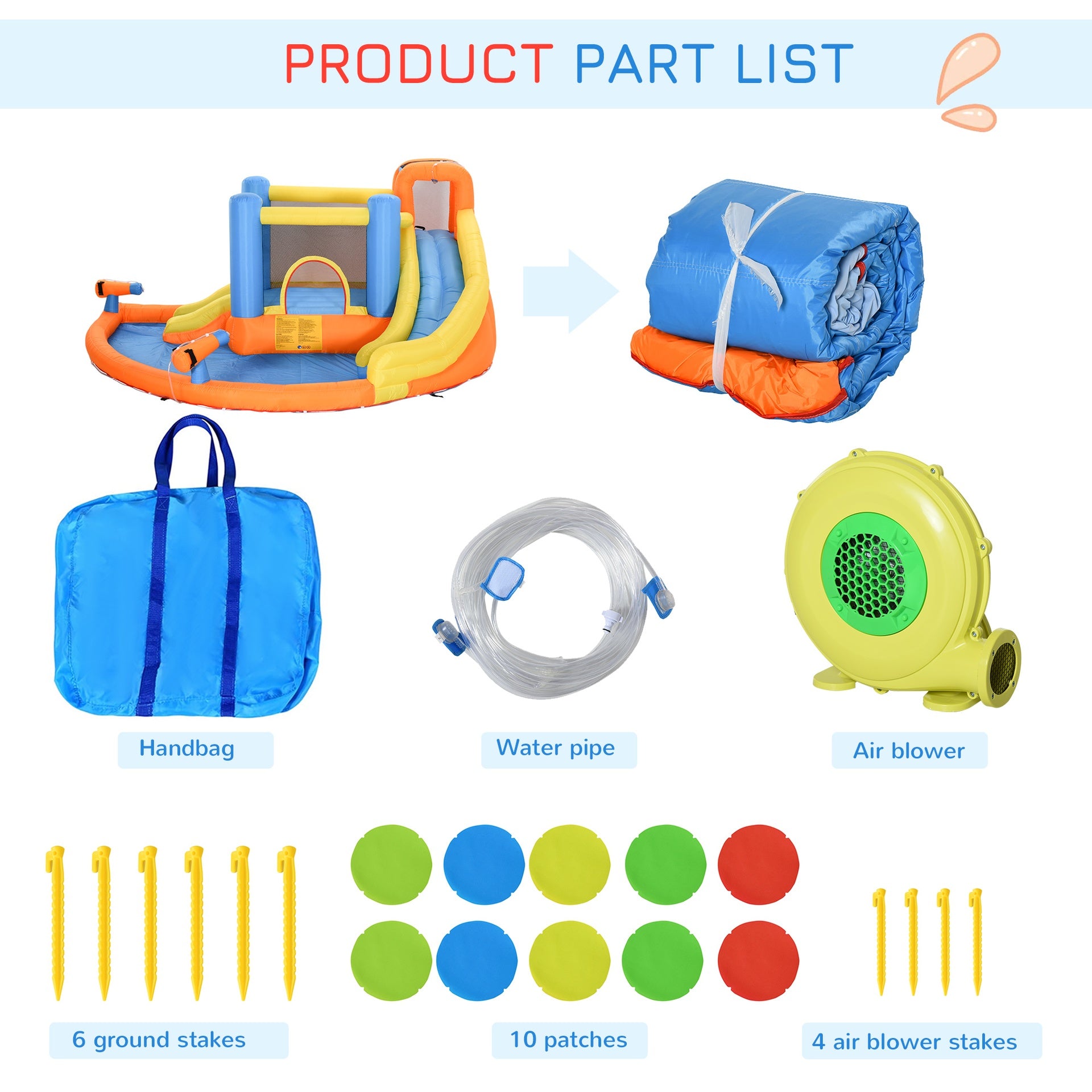 Outsunny 5-in-1 Kids Inflatable Bounce House Jumping Castle with Water Pool, Slide, Climbing Walls & 2 Water Guns
