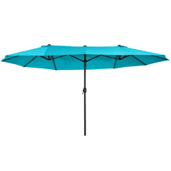 Outsunny Patio Umbrella 15ft Double-Sided Outdoor Market Extra Large Umbrella with Crank Handle for Deck, Lawn, Backyard and Pool, Blue