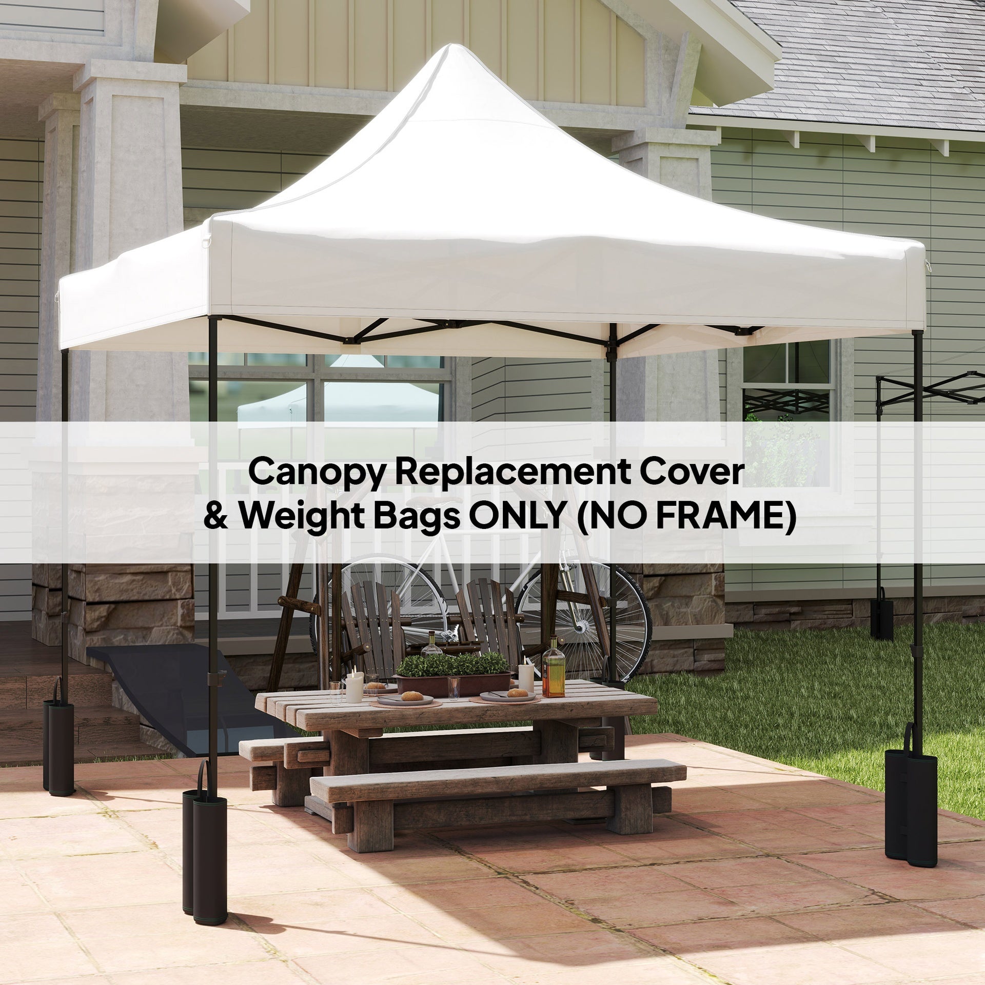 Outsunny 10' x 10' Replacement Canopy Top for Pop Up Canopy Tent with 4 Sand Bags, UPF50+ Protection, White