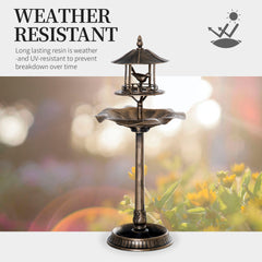 Outsunny 3 in 1 Garden Bird Bath Bowl Pedestal with Bird Feeder, Large Water Basin, Underneath Flower Planter, Bronze