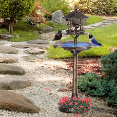 Outsunny 3 in 1 Garden Bird Bath Bowl Pedestal with Bird Feeder, Large Water Basin, Underneath Flower Planter, Bronze