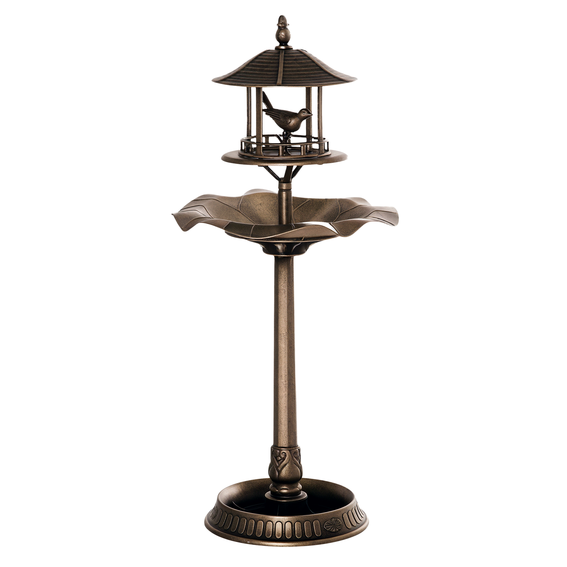 Outsunny 3 in 1 Garden Bird Bath Bowl Pedestal with Bird Feeder, Large Water Basin, Underneath Flower Planter, Bronze