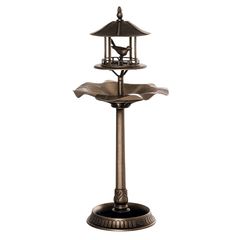 Outsunny 3 in 1 Garden Bird Bath Bowl Pedestal with Bird Feeder, Large Water Basin, Underneath Flower Planter, Bronze