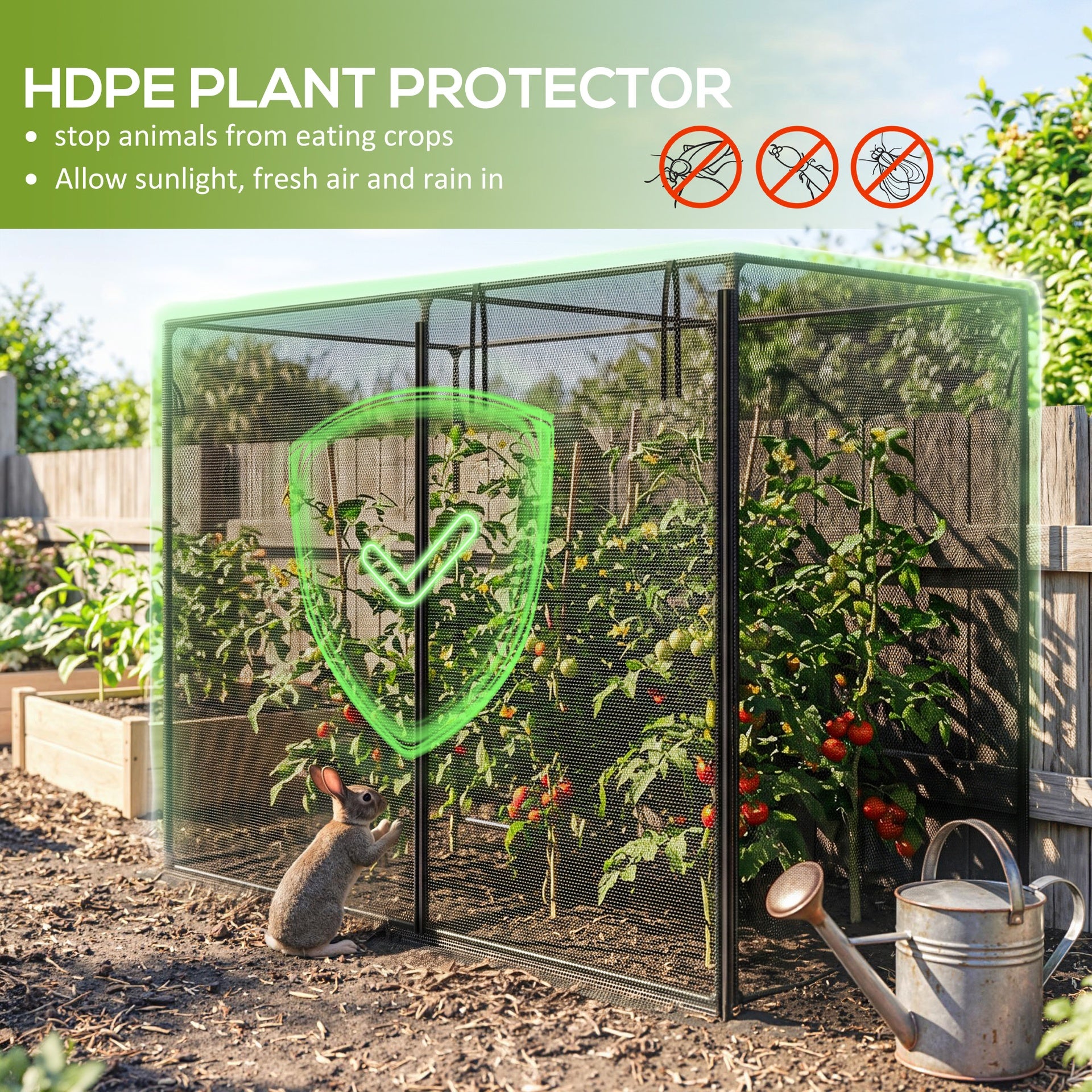 Outsunny 6 x 3ft Crop Cages for Garden, Plant Protectors from Animals, Storage Bag and 6 Ground Stakes, Black