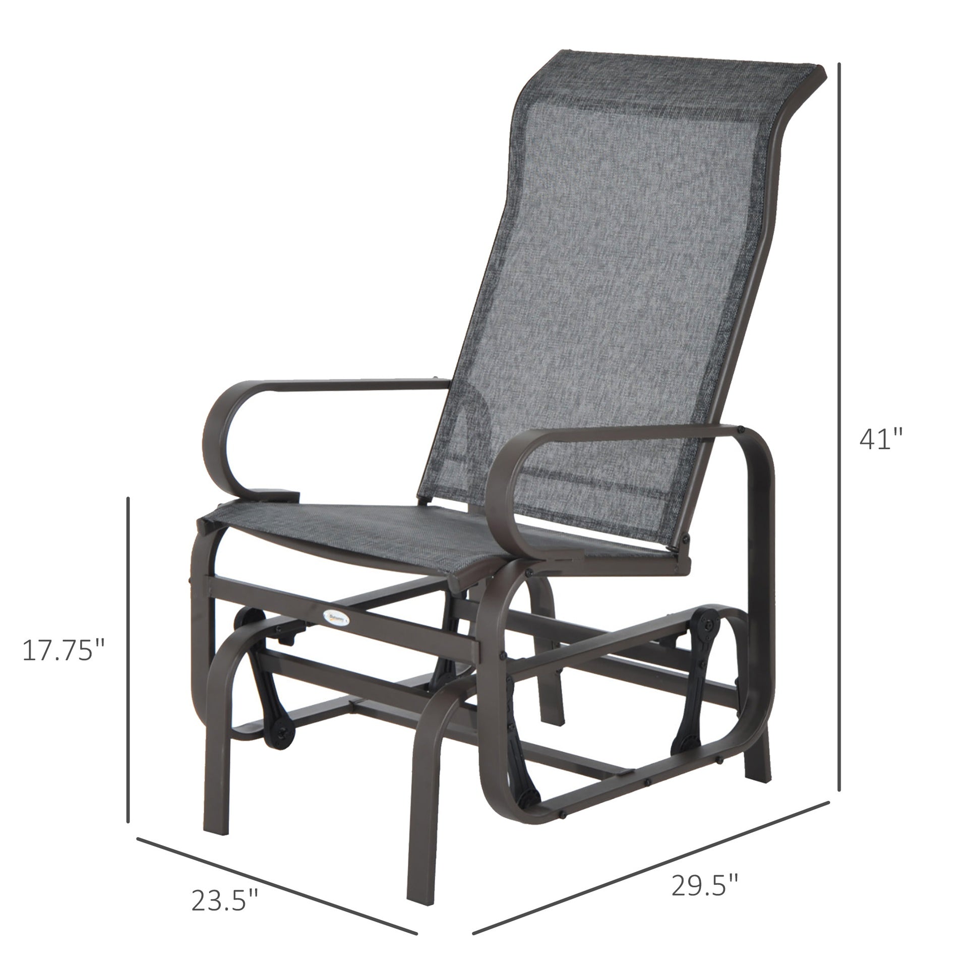 Outsunny Outdoor Patio Glider Rocker, Metal High-Back Chair for Outdoor Use - Gray