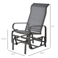 Outsunny Outdoor Patio Glider Rocker, Metal High-Back Chair for Outdoor Use - Gray