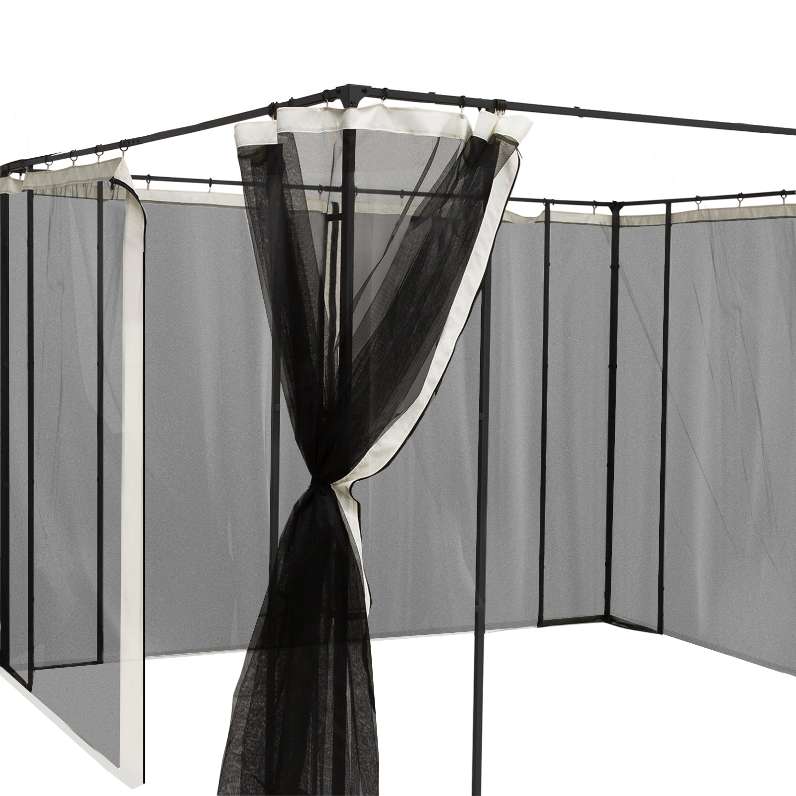 Outsunny 10x10 Replacement Mesh Sidewall Netting for Gazebos and Canopy Tents with Zippers, Black