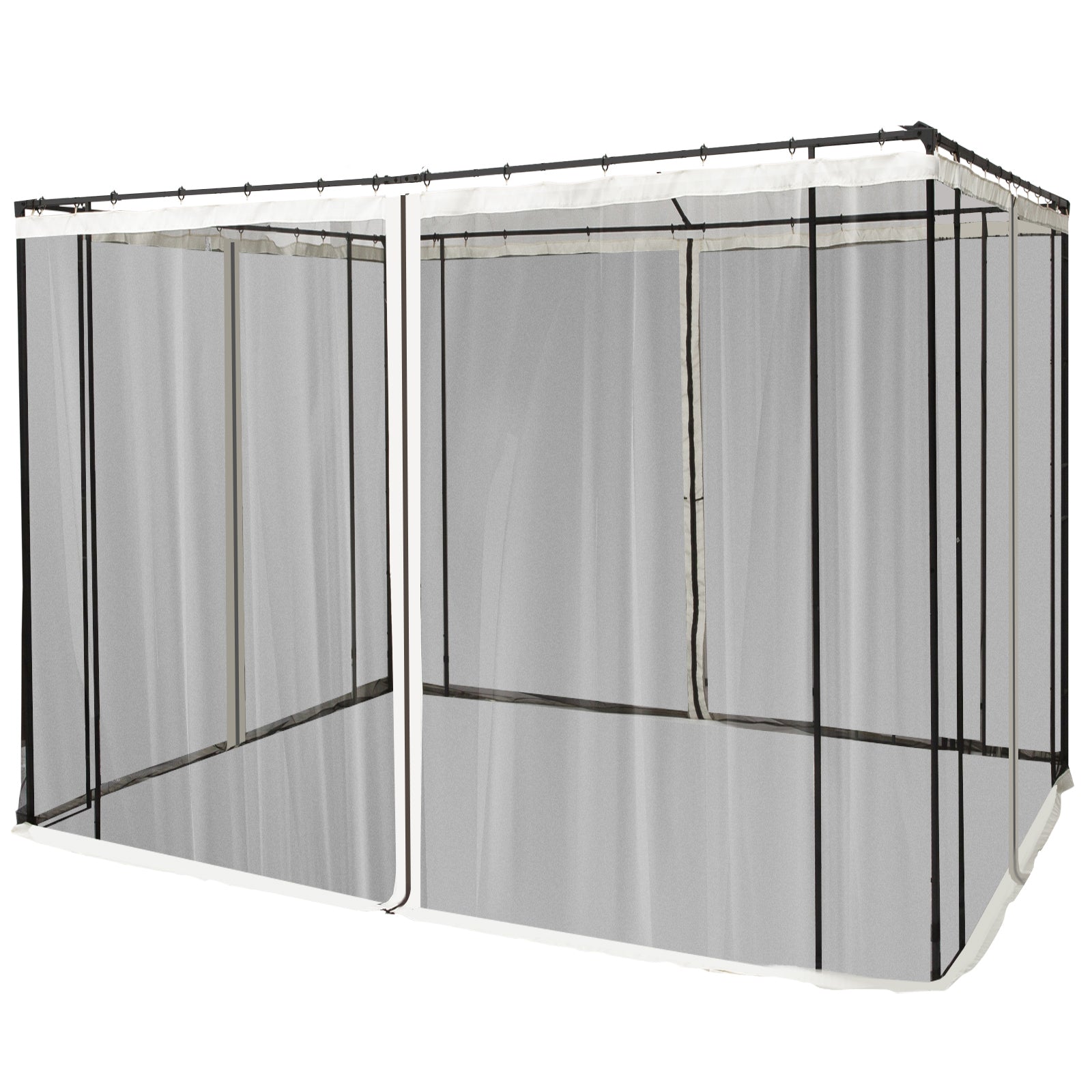 Outsunny 10x10 Replacement Mesh Sidewall Netting for Gazebos and Canopy Tents with Zippers, Black