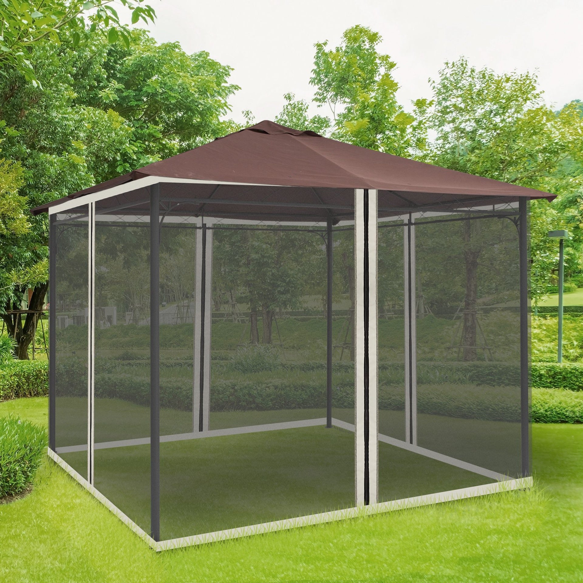Outsunny 10x10 Replacement Mesh Sidewall Netting for Gazebos and Canopy Tents with Zippers, Black