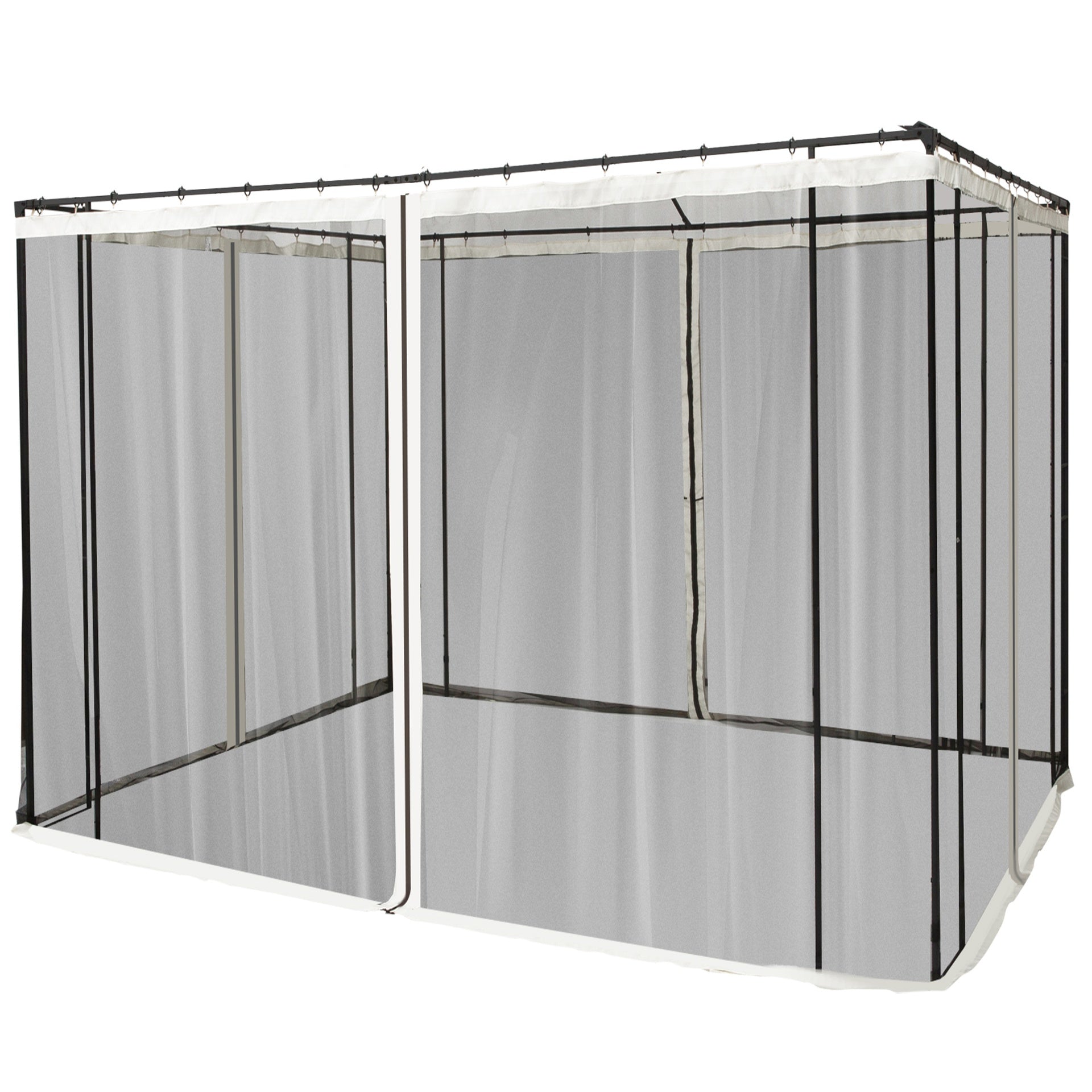 Outsunny 10x10 Replacement Mesh Sidewall Netting for Gazebos and Canopy Tents with Zippers, Black