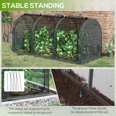 Outsunny 9' x 4' Crop Cage, Plant Protection Tent with Three Zippered Doors, Steel Frame, Storage Bag and 4 Ground Stakes, for Garden, Yard, Lawn, Black