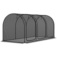 Outsunny 9' x 4' Crop Cage, Plant Protection Tent with Three Zippered Doors, Steel Frame, Storage Bag and 4 Ground Stakes, for Garden, Yard, Lawn, Black