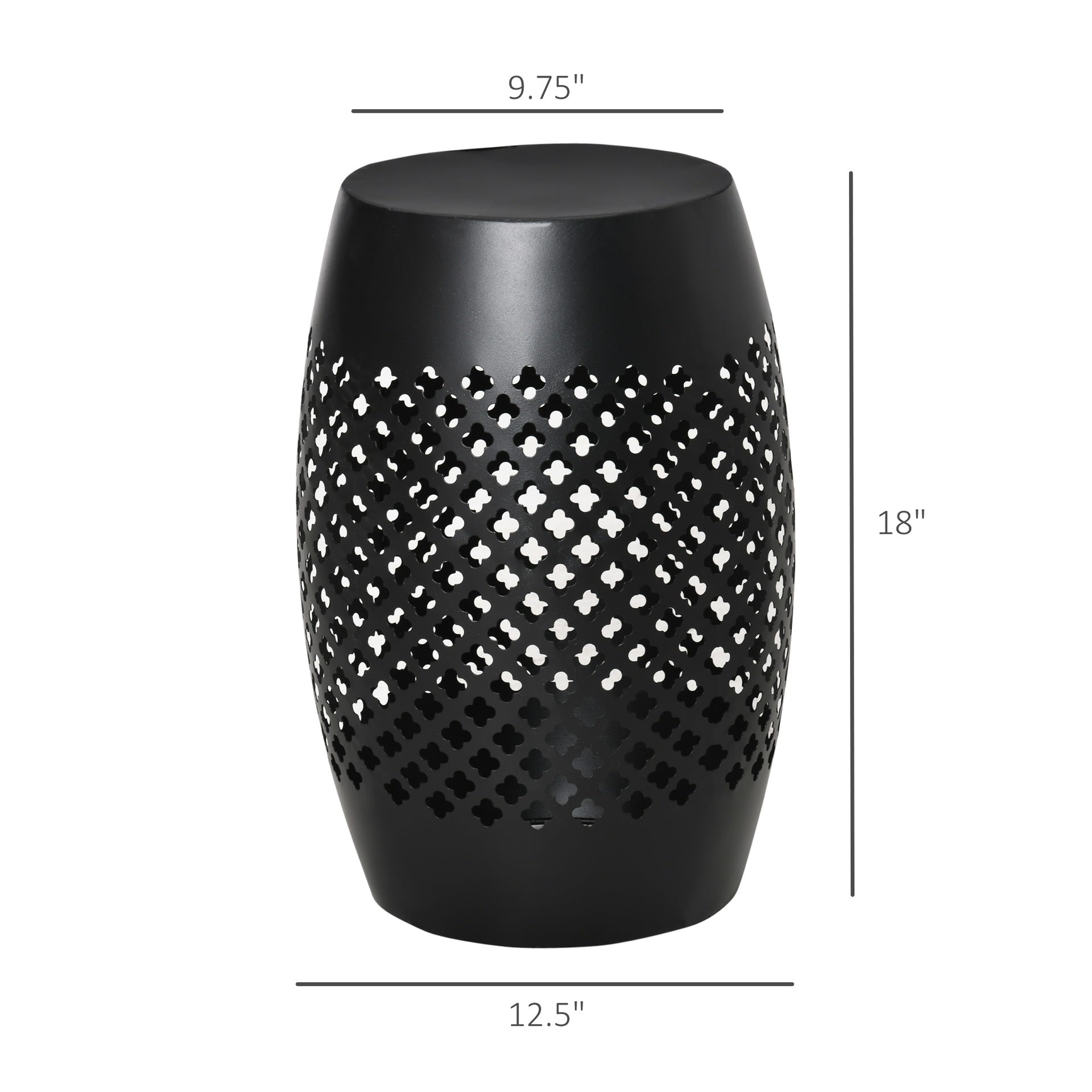 Outsunny 12" Steel Outdoor Side Table, Round Hollow Drum Patio End Table, Accent Table for Indoor and Outdoor, Black