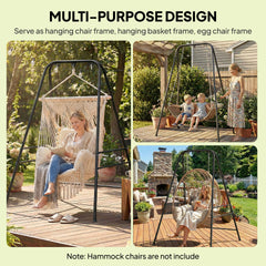 Outsunny Hammock Chair Stand  Indoor and Outdoor Use with Anti-Slip Foot Pads, 2 Carabiners, Black